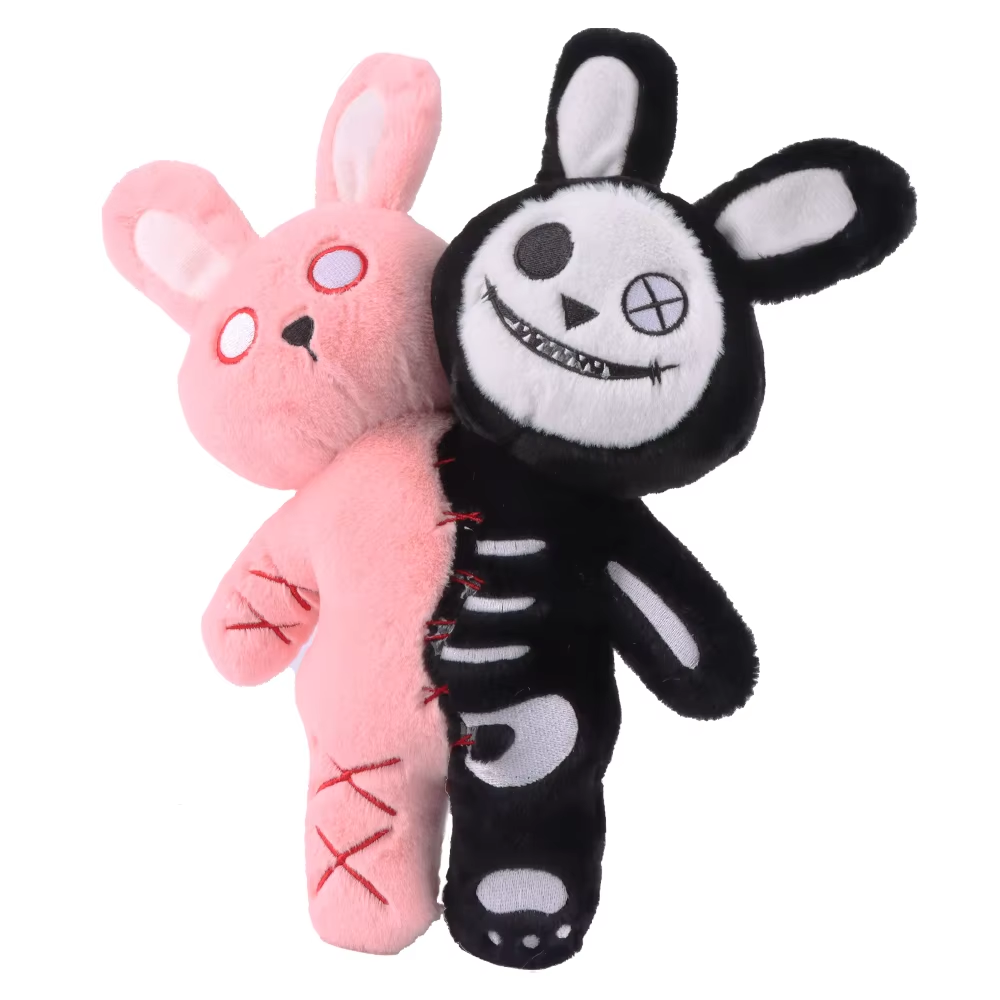 Pink and Black Skeleton Bunny Plush Toy