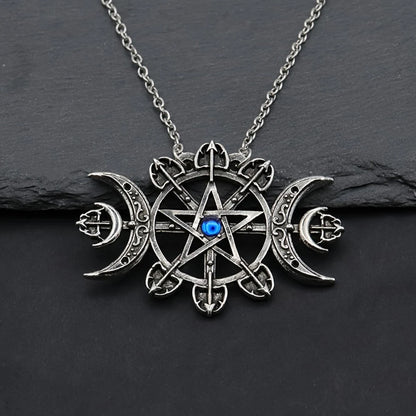 Triple Moon Pentagram Necklace