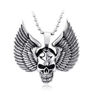 Skull Wing Pendant Necklace