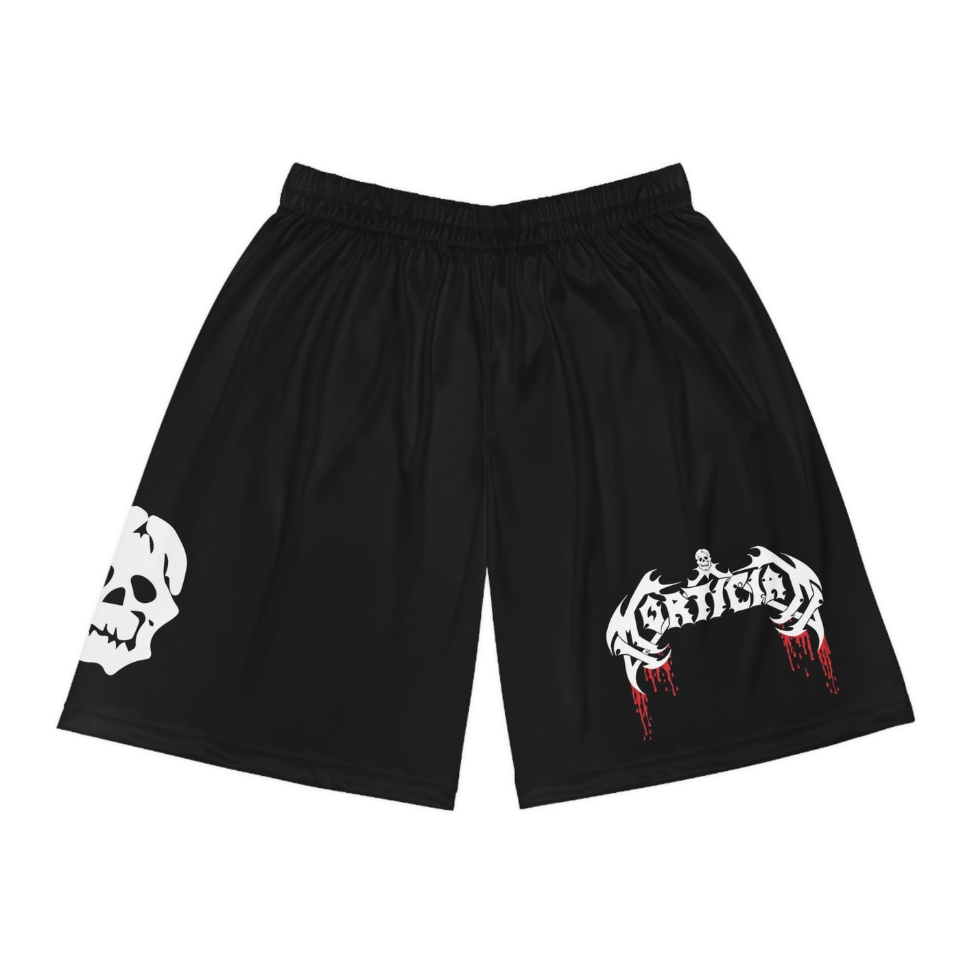 Mortician Logo and Skull Basketball Shorts