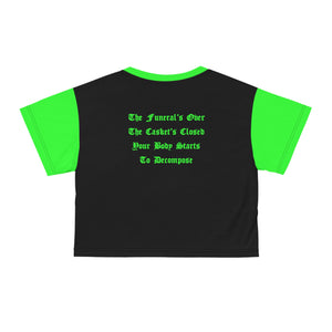 Mortician Green Logo Drip AOP Crop Tee