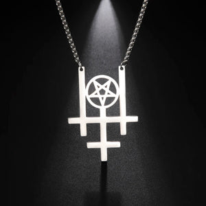 Triple Inverted Cross Pentagram Necklace