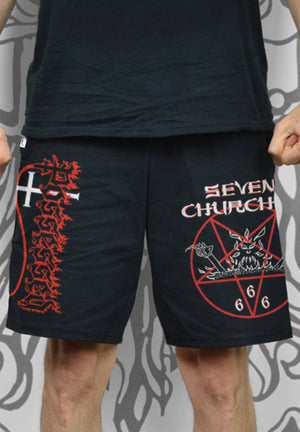 Seven Churches Black Sweat Shorts 2XL