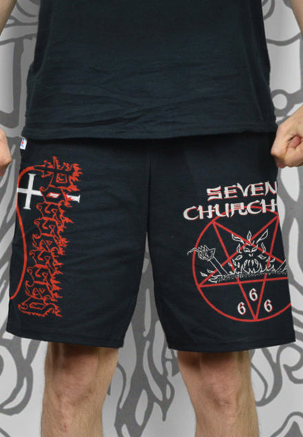 Seven Churches Black Sweat Shorts 2XL