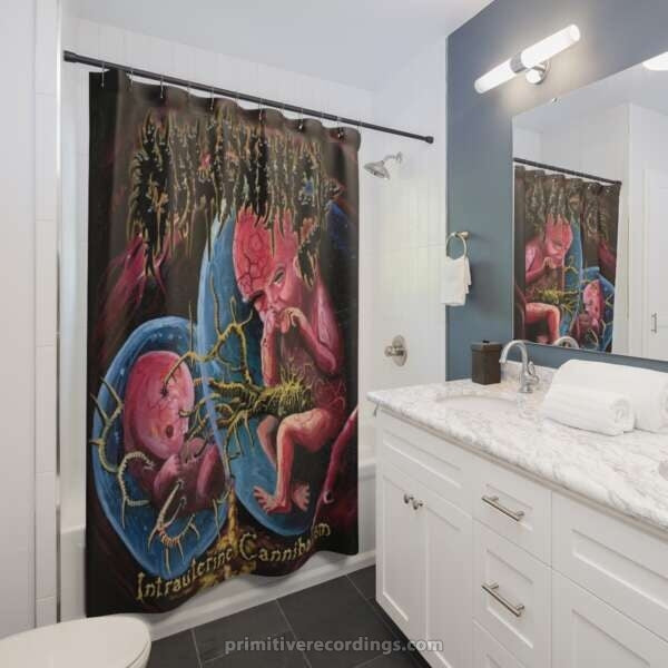 Intrauterine Cannibalism Shower Curtains with Hooks