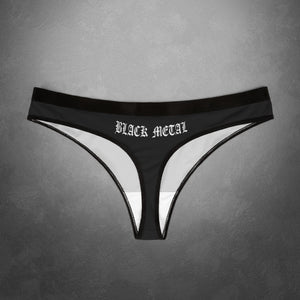 Black Metal Upside Down Cross Women's Thong