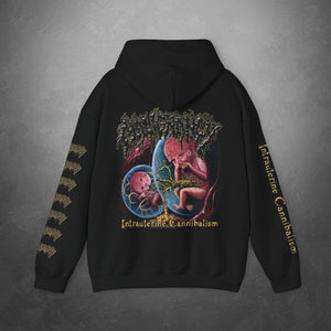 Intrauterine Cannibalism Hooded Sweatshirt w Printed Sleeves