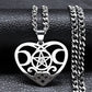 Heart Triple Moon Pentagram Goddess Necklace