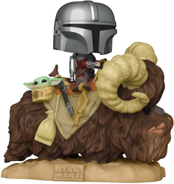 The Mandalorian Mando on Bantha with Child in Bag Deluxe Pop! Vinyl Figure