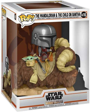 The Mandalorian Mando on Bantha with Child in Bag Deluxe Pop! Vinyl Figure