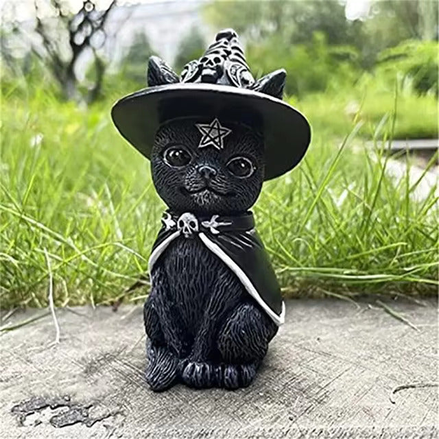 Black Cat Statue with Hat