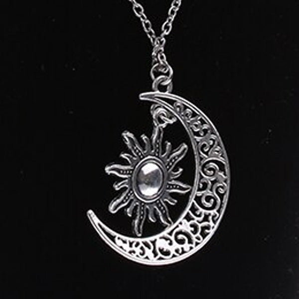 Crescent Moon and Sun Necklace