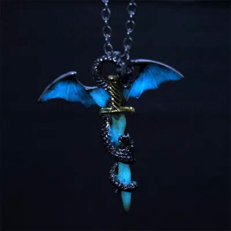 Luminous Dragon Sword Pendant Necklace