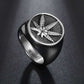 Stainless Steel Pot Leaf Signet Ring