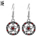 Pentagram Earrings with Red Jewel