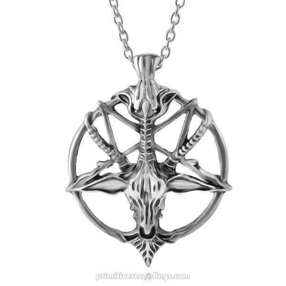 Inverted Pentagram Goat Skull Head Necklace