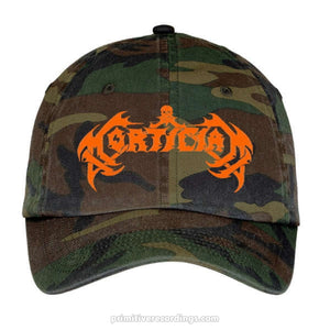 Orange Mortician Logo Military Camouflage Camo Cap