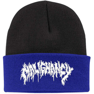 Malignancy White Logo Blue Black Beanie