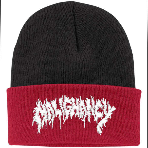 Malignancy White Logo Red Black Beanie