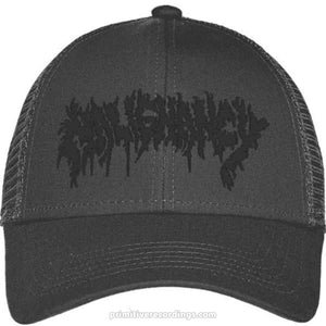 Malignancy Black Logo on Carbon Trucker Hat