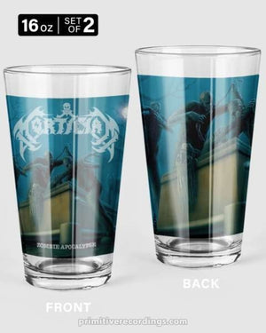 Zombie Apocalypse 16 oz Pint Glass Set of Two