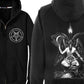 Baphomet Zipper Hoodie With Pocket Pentagram Print