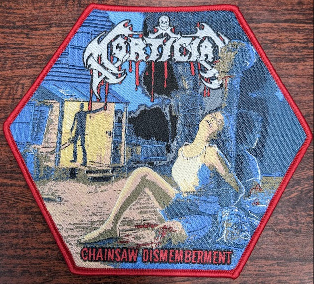 Chainsaw Red Edge Hexagon Embroidered Patch