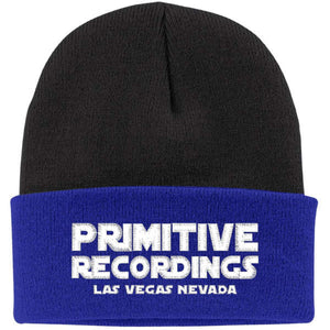 Primitive Recordings White Logo Blue Black Beanie