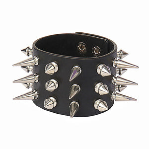 3 Rows Short Tall Mix Spike Rivet Bracelet