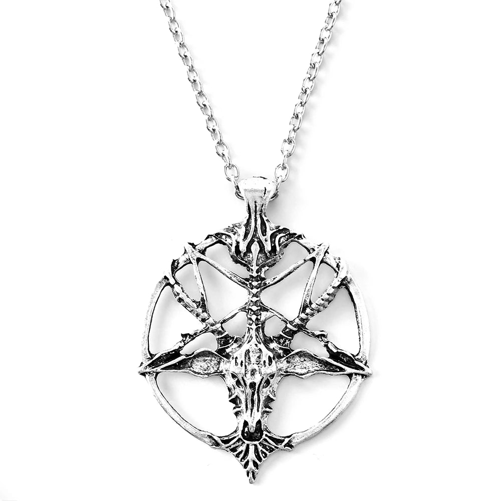 Inverted Pentagram Goat Head Necklace