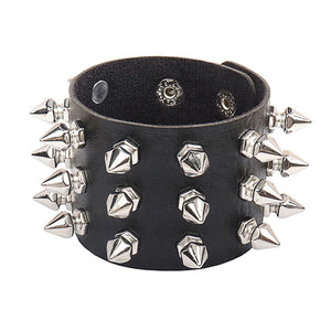 3 Rows Short Spike Rivet Bracelet