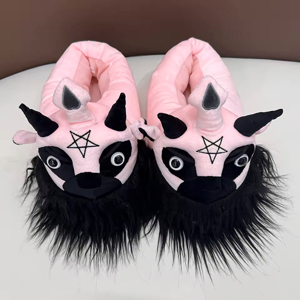 Pink Pentagram Goat Slippers