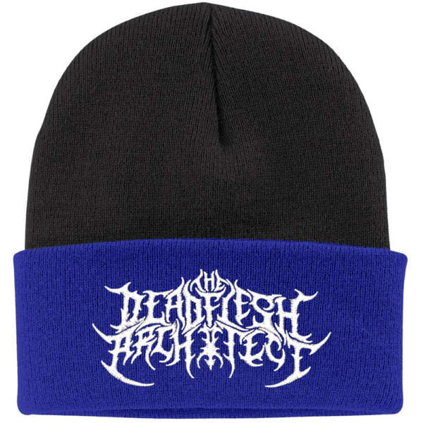 The Deadflesh Architect White Logo Blue Black Beanie