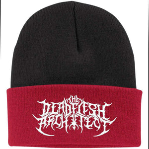 The Deadflesh Architect White Logo Red Black Beanie