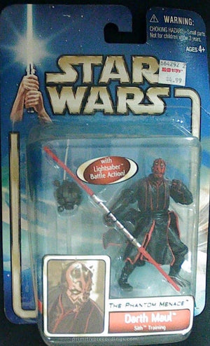 Darth Maul Sith Training with Lightsaber Battle Action, Double-Bladed Red Lightsaber and Probe Droid with Stand