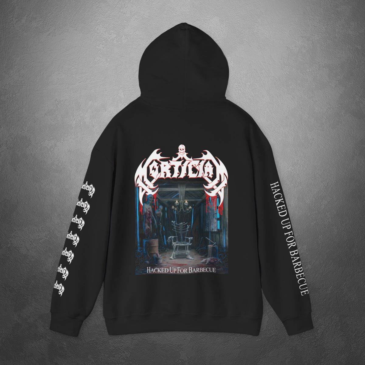 Hacked Up For Barbecue Hooded Sweatshirt w Printed Sleeves