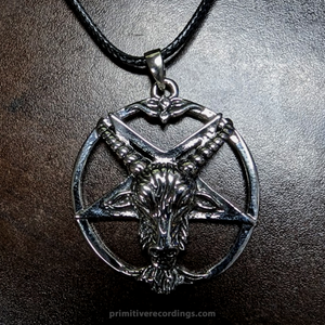 Inverted Pentagram Goat Head Black Rope Chain Necklace