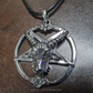 Inverted Pentagram Goat Head Black Rope Chain Necklace