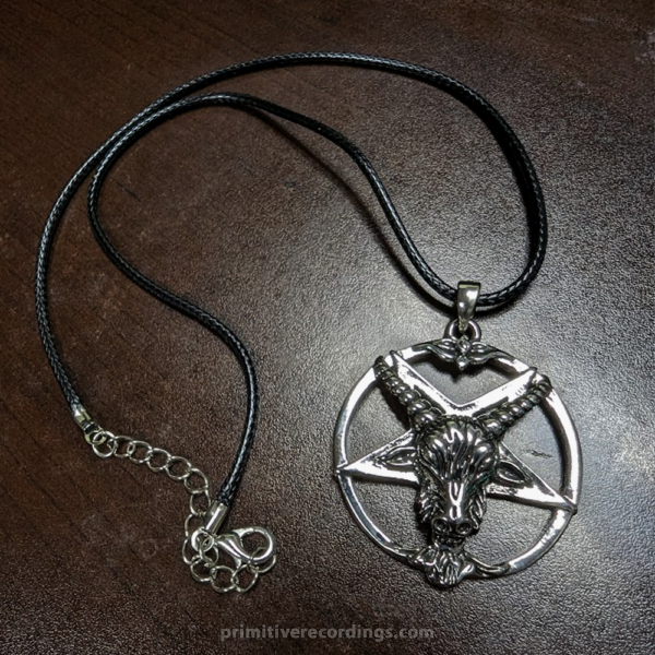 Inverted Pentagram Goat Head Black Rope Chain Necklace