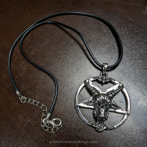 Inverted Pentagram Goat Head Black Rope Chain Necklace