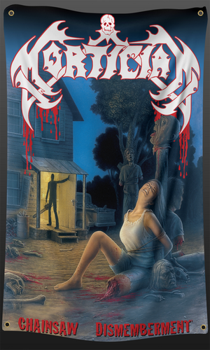 Chainsaw Dismemberment White Logo Flag
