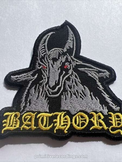 Bathory Goat Yellow Logo Embroidered Patch