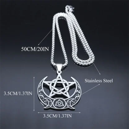 Witch Knot Pentagram Triple Moon Necklace - Image 6